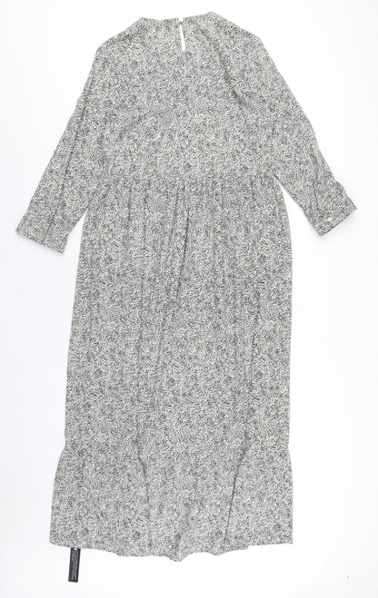 Additional front view of Roman women’s white geometric polyester a-line, size UK 12, round neck button