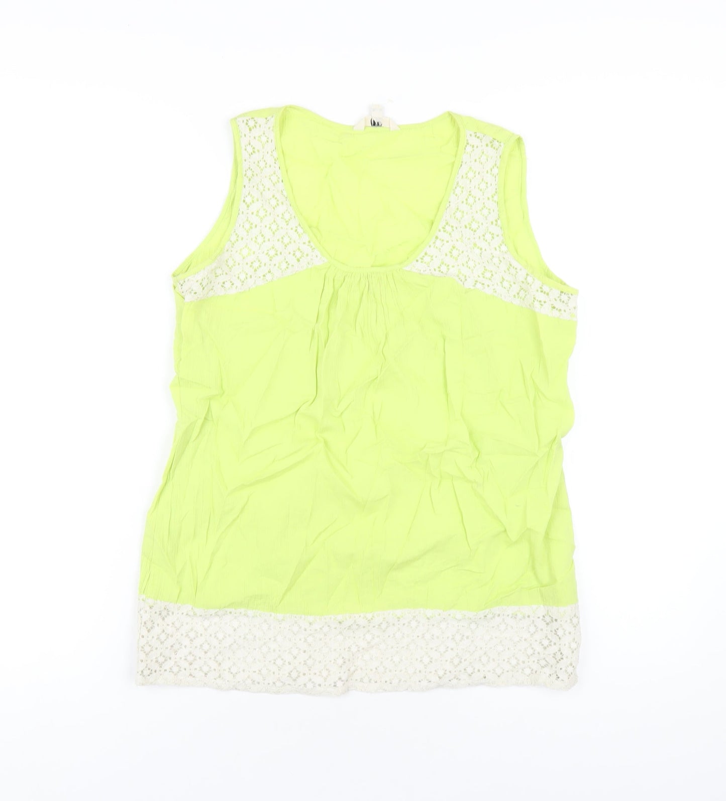 And Womens Green Cotton Basic Tank Size 14 Scoop Neck