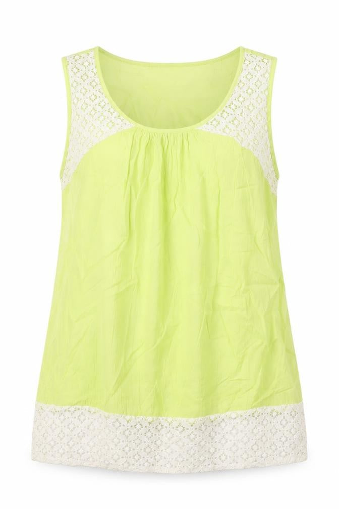 And Womens Green Cotton Basic Tank Size 14 Scoop Neck