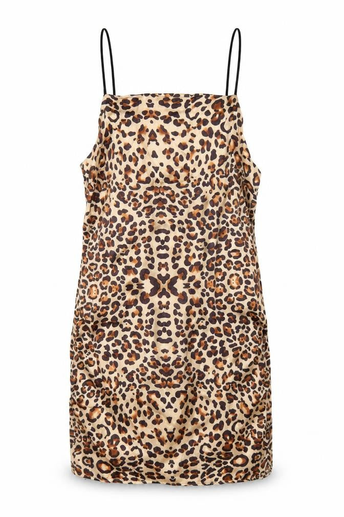 Topshop Womens Brown Animal Print Viscose Mini Size 6 Square Neck Pullover - Leopard Print