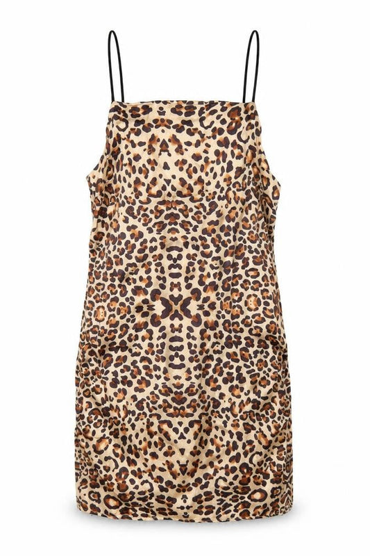 Topshop Womens Brown Animal Print Viscose Mini Size 6 Square Neck Pullover - Leopard Print