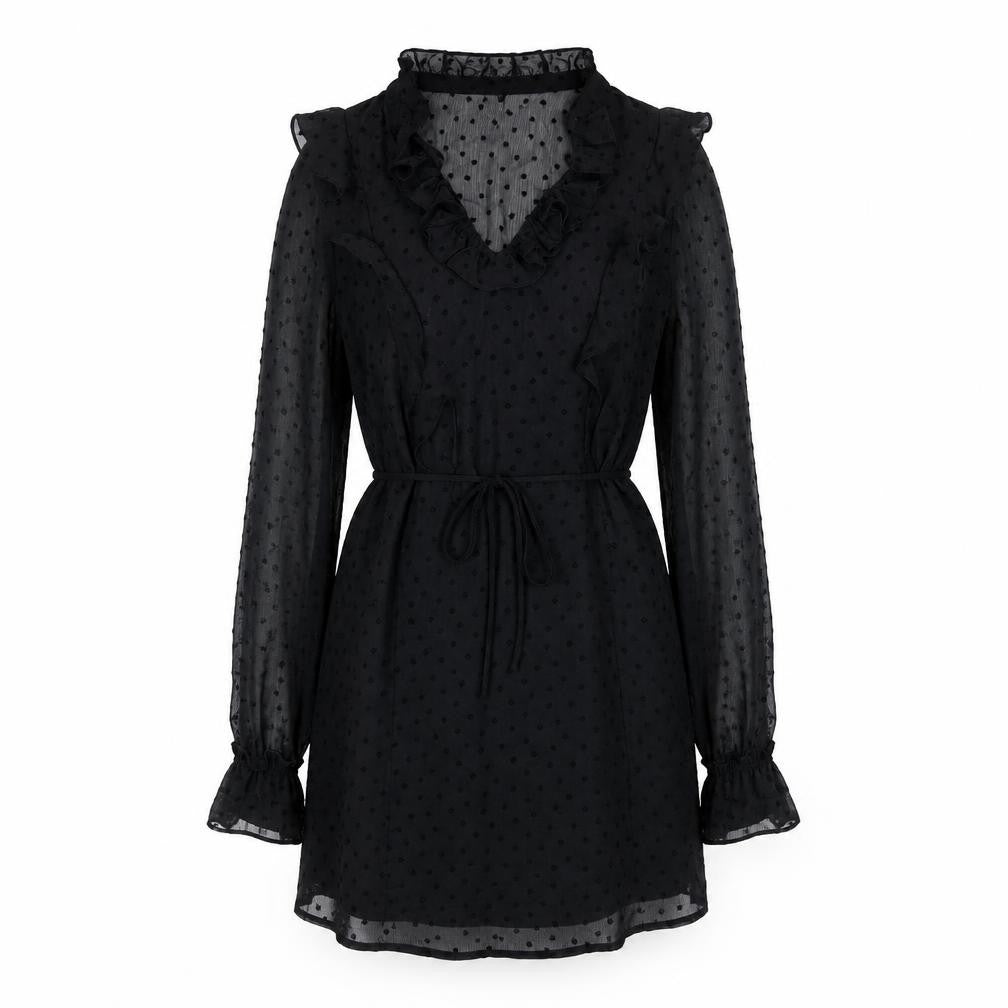 H&M Womens Black Polyester A-Line Size 6 V-Neck Pullover