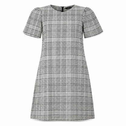 Zara Womens Grey Plaid Viscose A-Line Size S Round Neck Zip