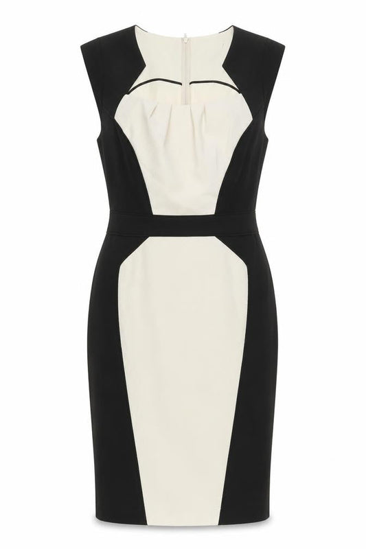 Dorothy Perkins Womens Black Polyester Pencil Dress Size 12 Square Neck Zip