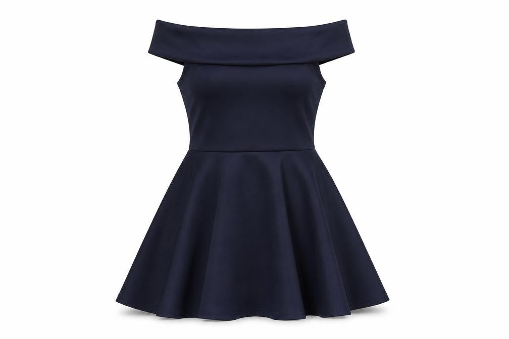 Boohoo Womens Blue Polyester A-Line Size 8 Off the Shoulder Pullover