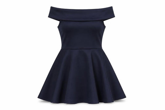 Boohoo Womens Blue Polyester A-Line Size 8 Off the Shoulder Pullover