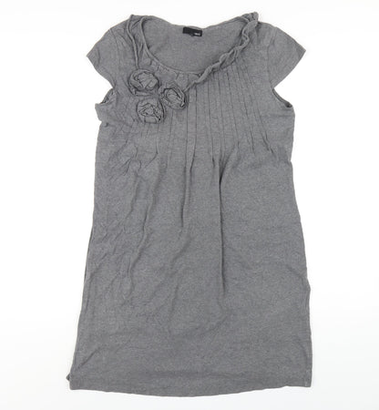Next Womens Grey Cotton A-Line Size 14 Round Neck Pullover