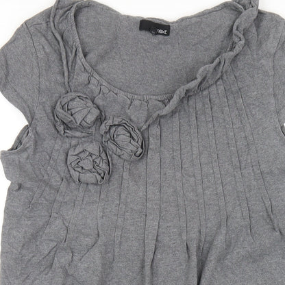 Next Womens Grey Cotton A-Line Size 14 Round Neck Pullover