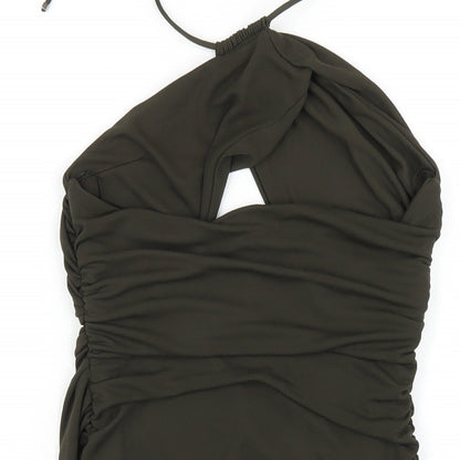 Zara Womens Green Polyester Mini Size S Halter Pullover