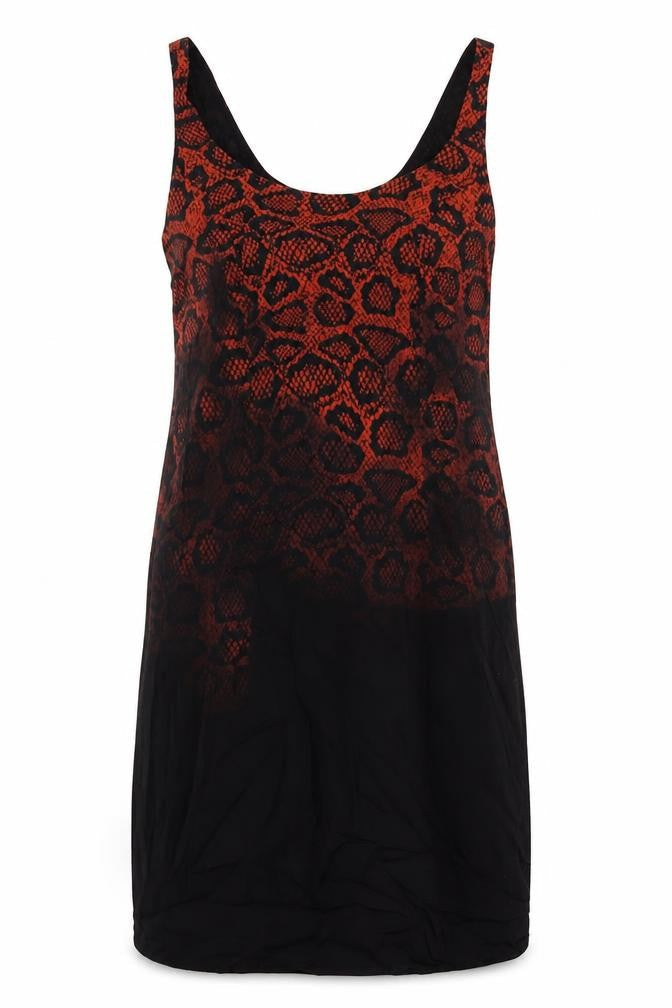 Mint Velvet Womens Black Animal Print Polyester Tank Dress Size 8 Scoop Neck Pullover - Snake print