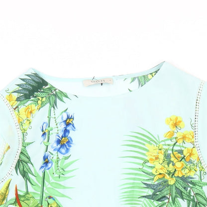Oasis Womens Multicoloured Geometric Polyester Basic T-Shirt Size 10 Round Neck