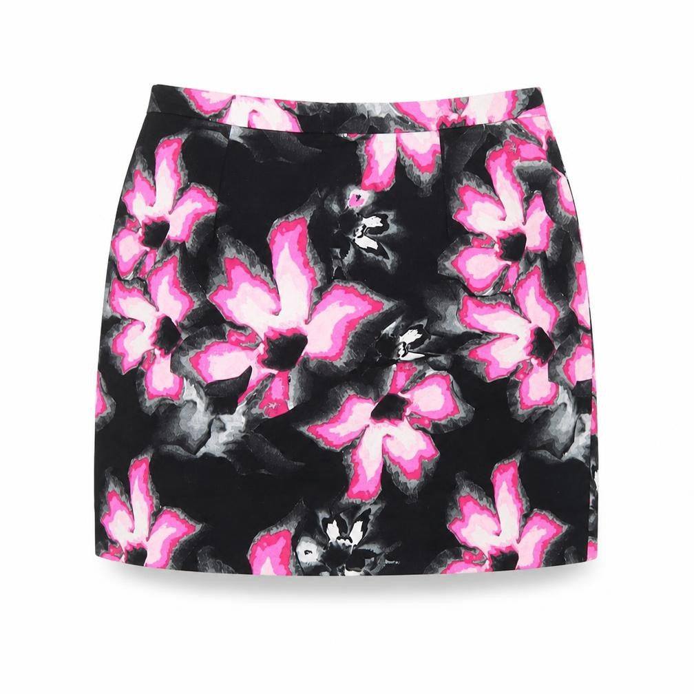 River Island Womens Multicoloured Floral Cotton A-Line Skirt Size 16 Zip