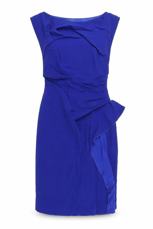Coast Womens Blue Acetate Pencil Dress Size 12 Round Neck Zip