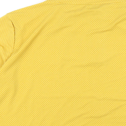 Adrianna Papell Womens Yellow Polka Dot Polyester Basic T-Shirt Size L Mock Neck