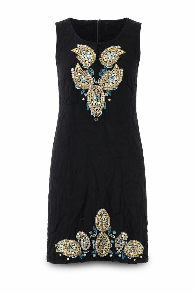 Monsoon Womens Black Viscose Tank Dress Size 12 Round Neck Zip