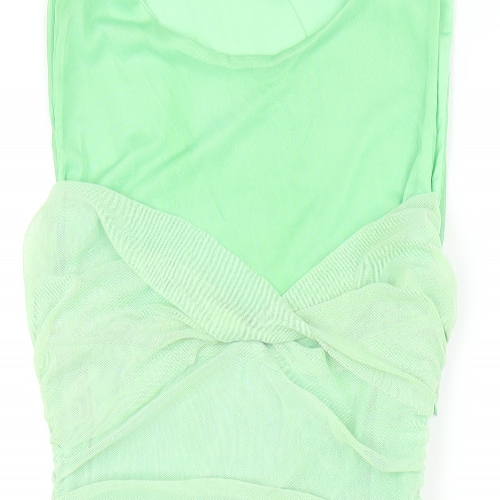 Zara Womens Green Polyester Bodycon Size XL Round Neck Pullover