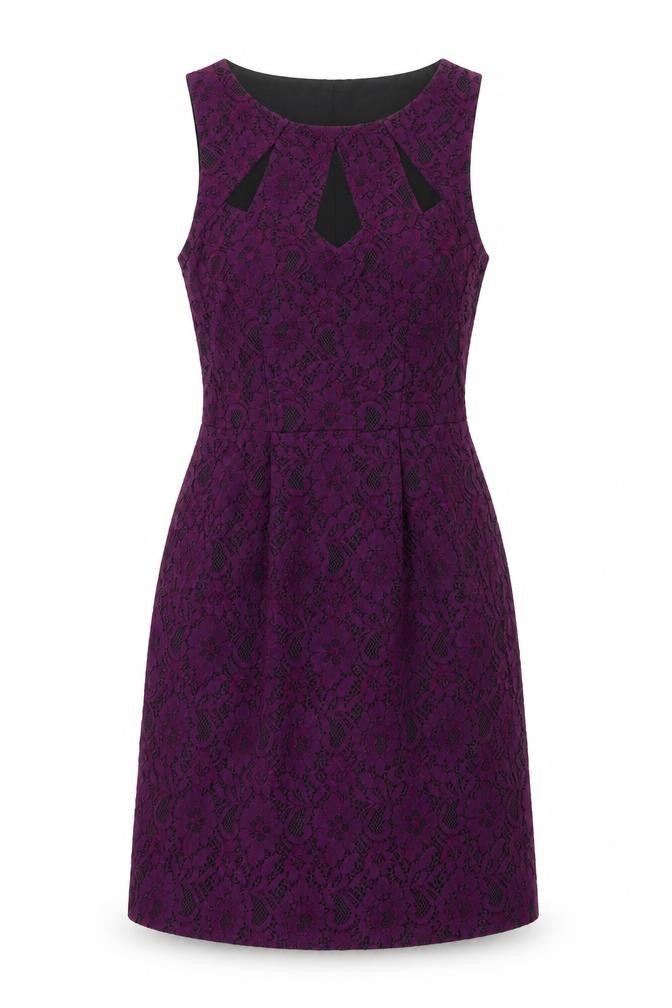 Oasis Womens Purple Polyester A-Line Size 8 Round Neck Zip