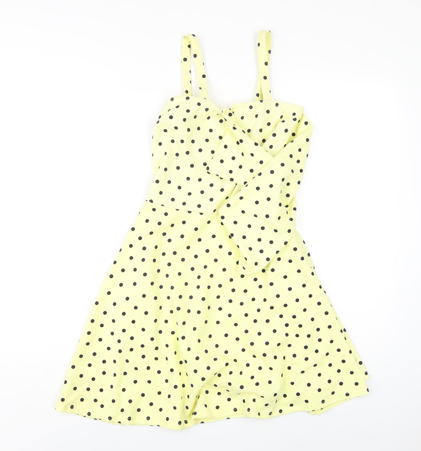 Boohoo Womens Yellow Polka Dot Polyester A-Line Size 8 Sweetheart Pullover