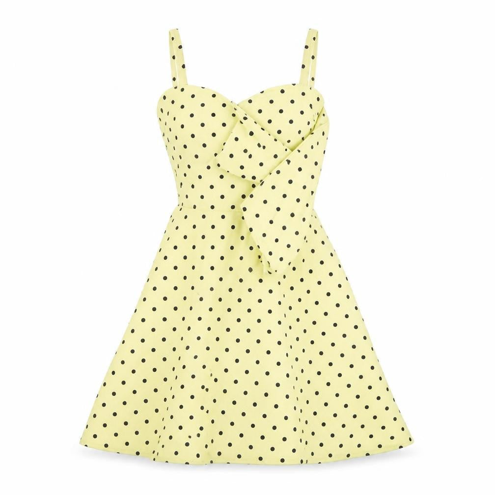 Boohoo Womens Yellow Polka Dot Polyester A-Line Size 8 Sweetheart Pullover