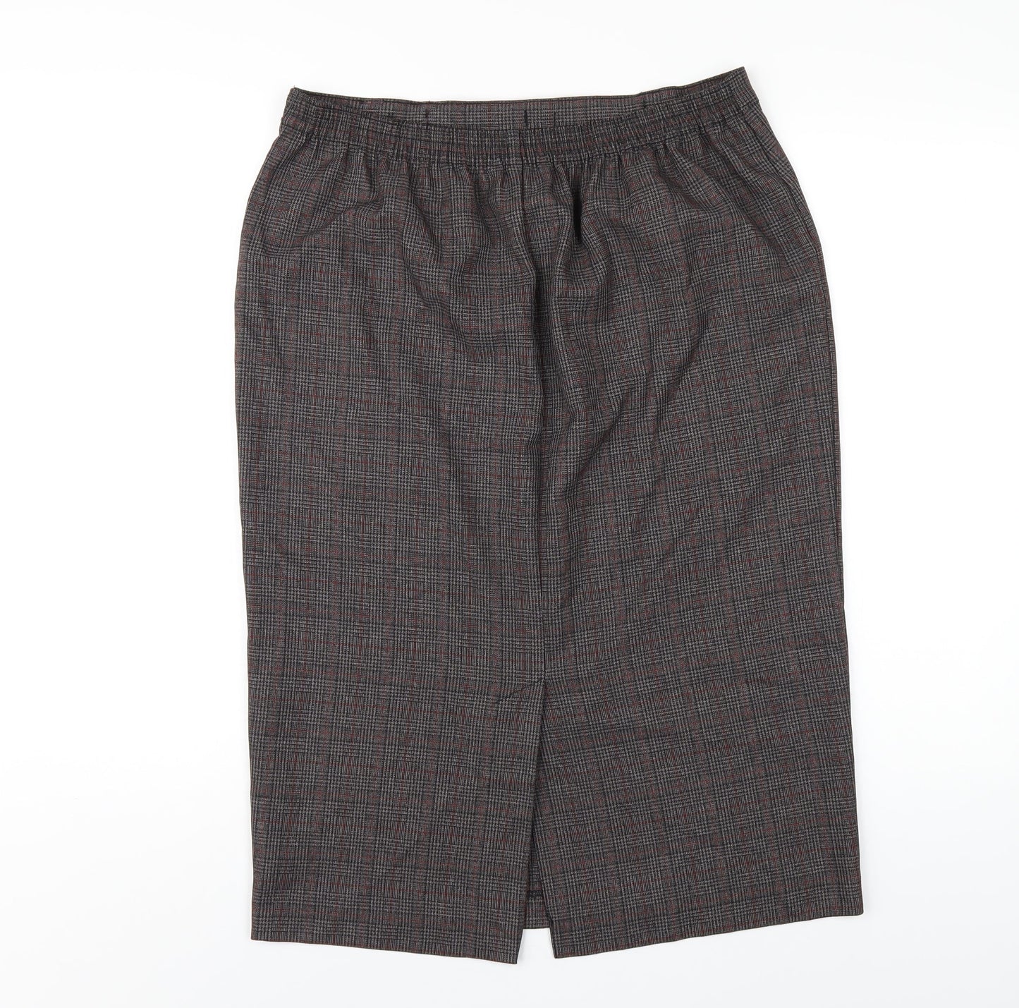 Bonmarché Womens Grey Plaid Polyester Straight & Pencil Skirt Size 14