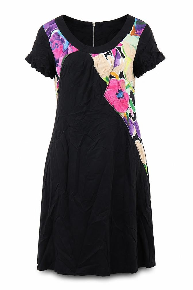 ESCADA Womens Multicoloured Geometric Cotton A-Line Size 12 Round Neck Zip