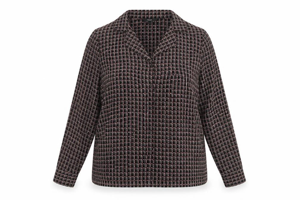 NEXT Womens Black Geometric Polyester Basic Button-Up Size 14 Collared