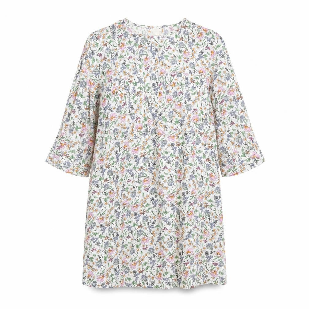 H&M Womens Multicoloured Floral Viscose A-Line Size 12 Round Neck Button
