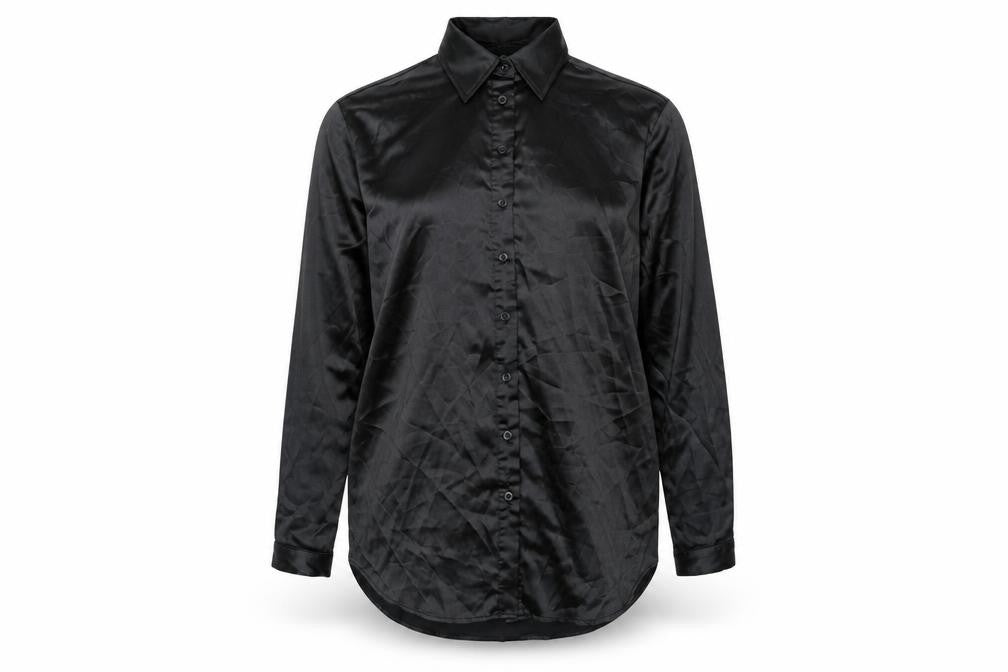 PRETTYLITTLETHING Womens Black Polyester Basic Button-Up Size M Collared