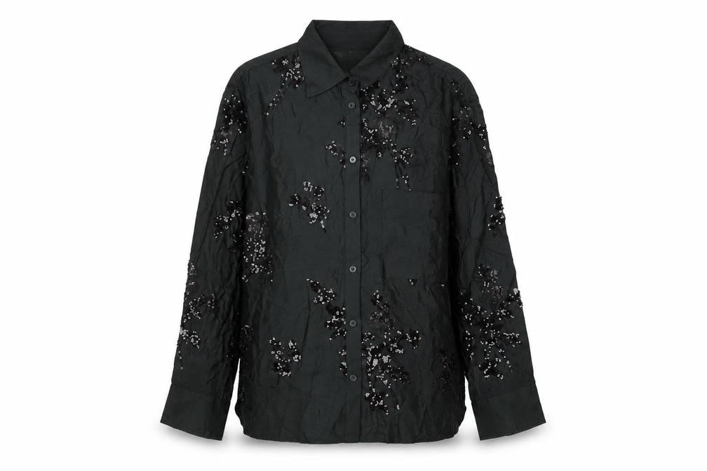 Zara Womens Black Floral Viscose Basic Button-Up Size XS Collared