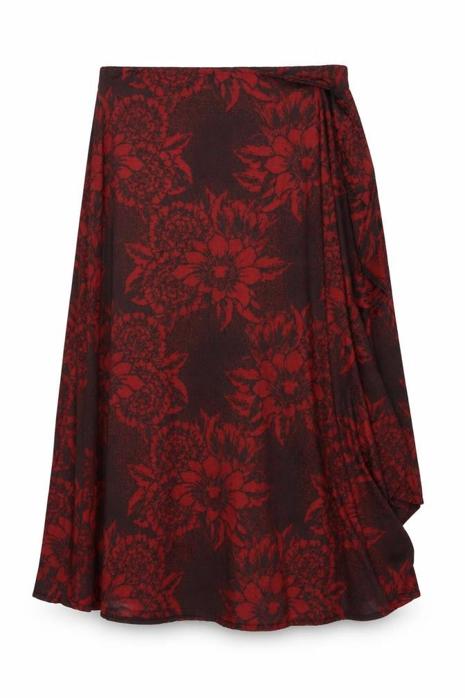 Zara Womens Red Floral Polyester Swing Skirt Size L