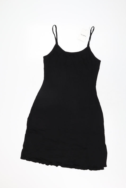 Vlazom Womens Black Rayon Slip Dress Size M Scoop Neck Pullover