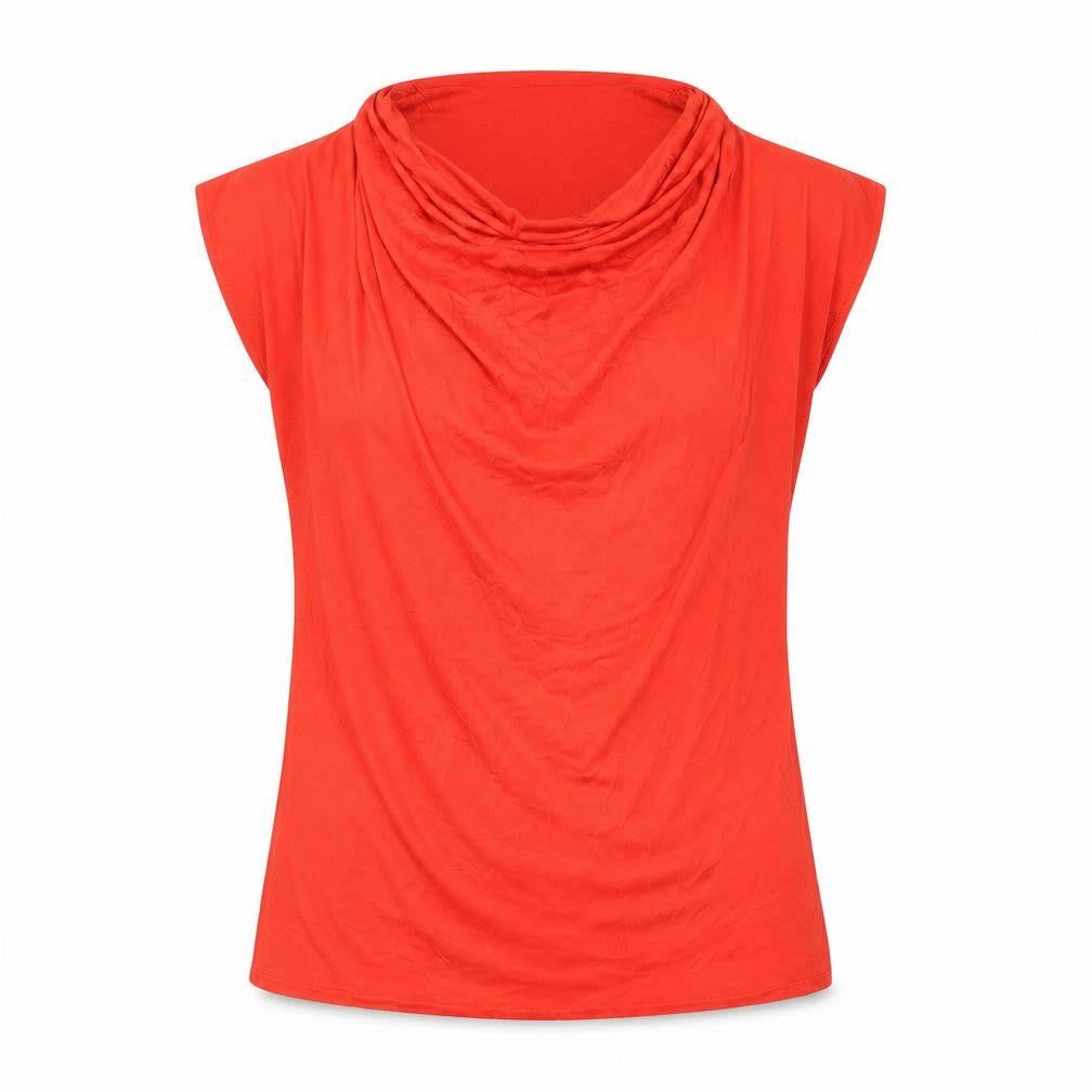 LANIDOR Womens Red Lyocell Basic T-Shirt Size M Round Neck
