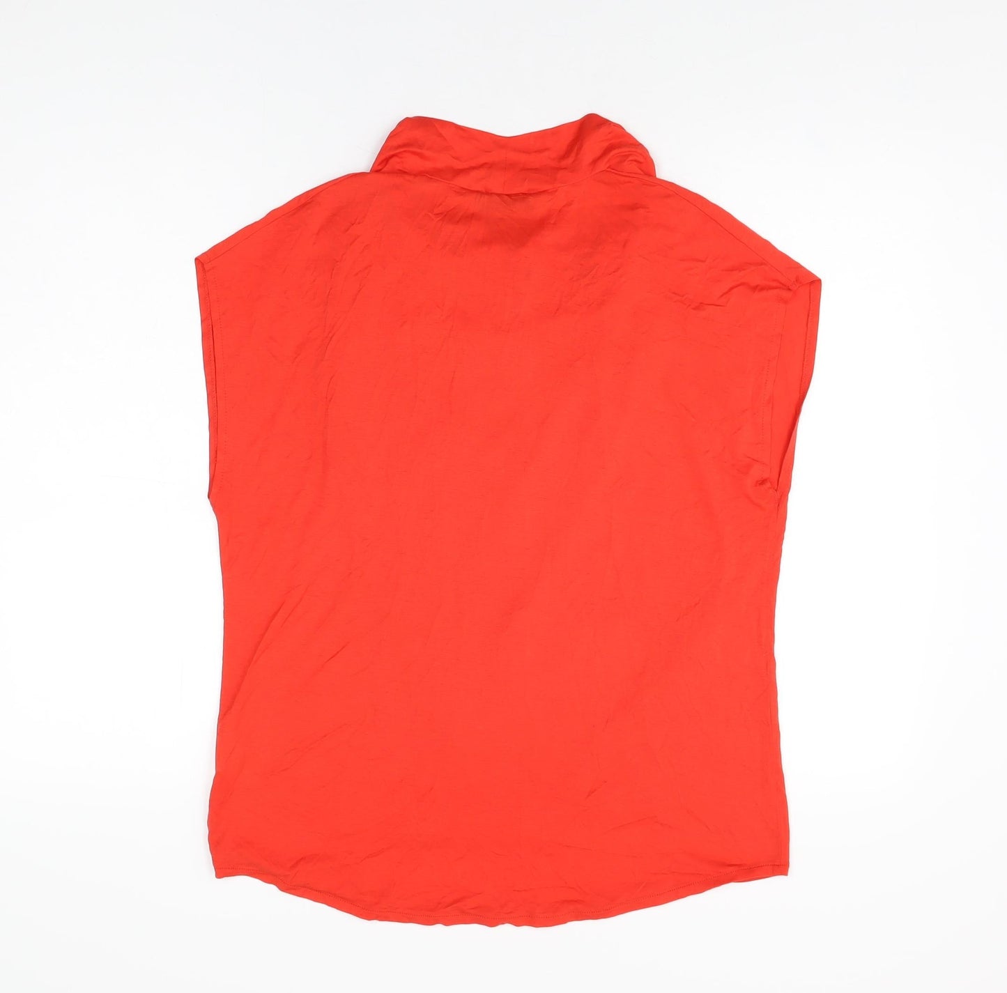 LANIDOR Womens Red Lyocell Basic T-Shirt Size M Round Neck