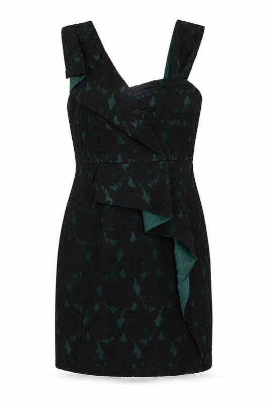 Per Una Womens Black Geometric Cotton Bodycon Size 12 V-Neck Zip