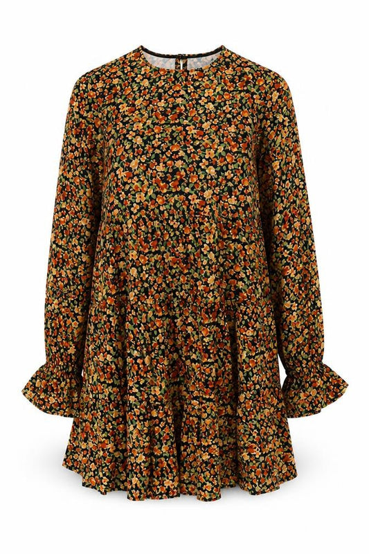 ASOS Womens Black Floral Polyester Shift Size 8 Round Neck Button