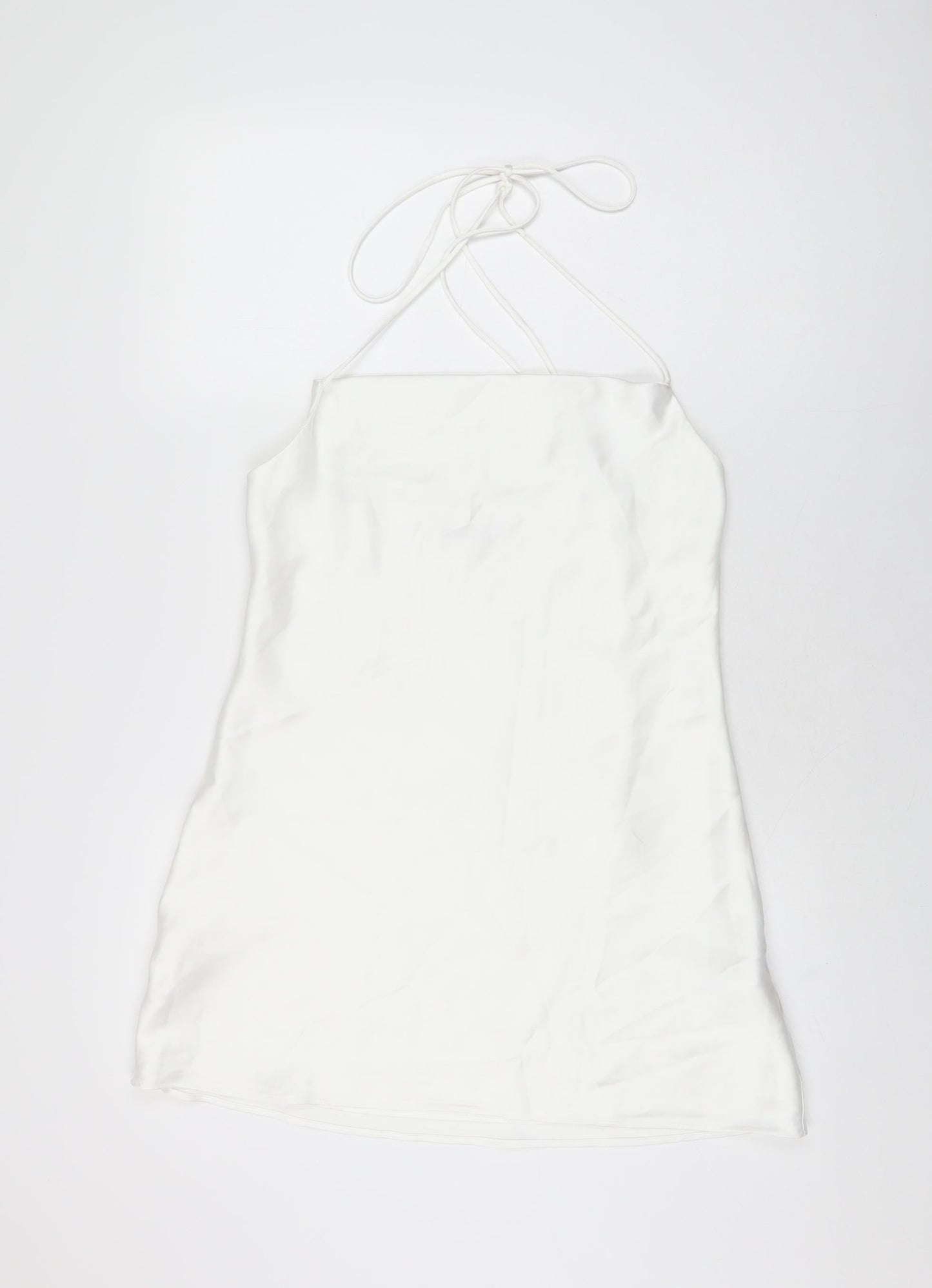 Zara Womens White Polyester Mini Size M Halter Tie