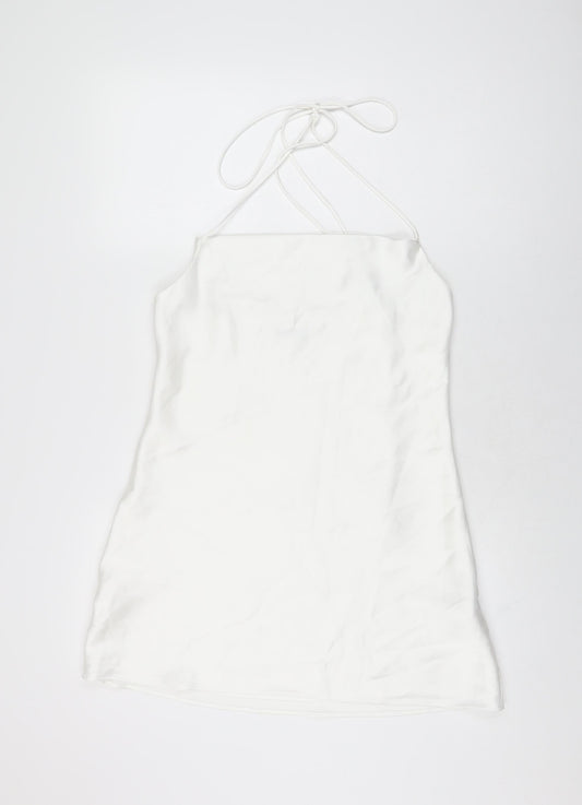 Zara Womens White Polyester Mini Size M Halter Tie