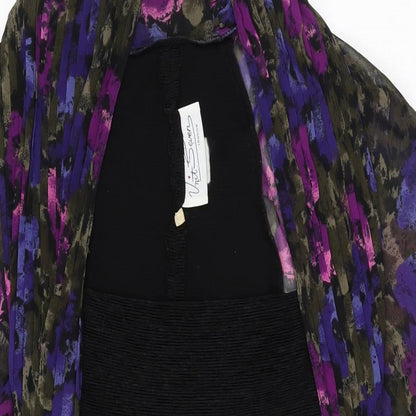 Unit Seven Womens Black Floral Polyester Bodycon Size 10 Square Neck Pullover