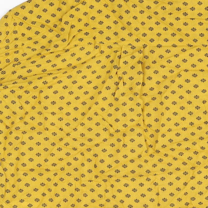 Next Womens Yellow Floral Modal Basic Button-Up Size 6 Collared