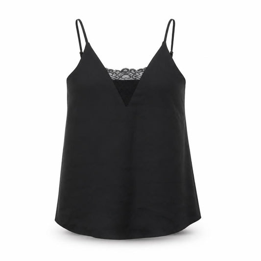 River Island Womens Black Polyester Camisole T-Shirt Size 8 V-Neck