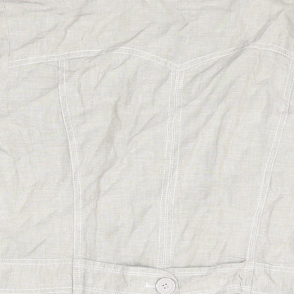 RJR.John Rocha Womens Grey Linen Basic Button-Up Size 18 Collared