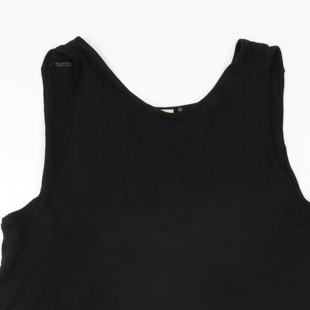 ecru Womens Black Polyester Basic T-Shirt Size L Round Neck