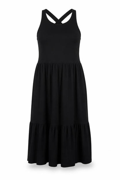 Front view of JDY women’s black polyester shift, size S, round neck pullover