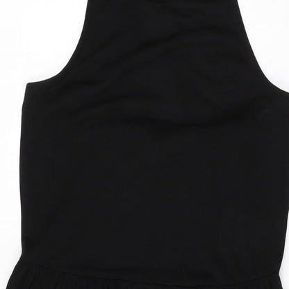 Close-up detail of JDY women’s black polyester shift, size S, round neck pullover
