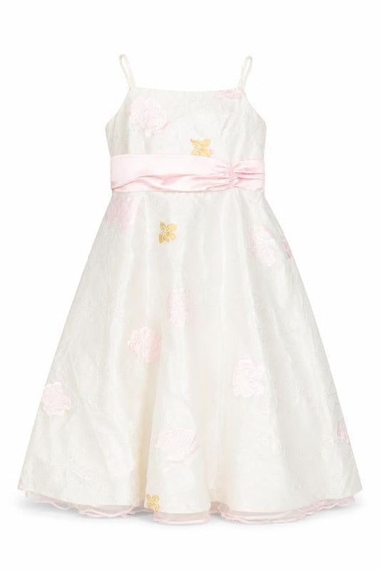 Dress To Impress Girls White Floral Polyester A-Line Size 11 Years Square Neck Button