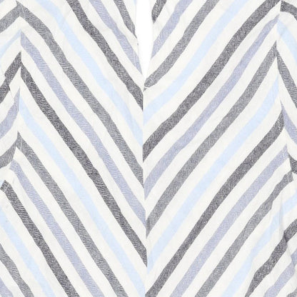 Next Womens White Striped Linen Shift Size 12 V-Neck Button