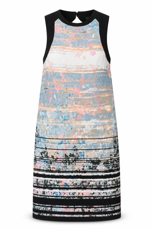 Warehouse Womens Multicoloured Geometric Polyester Shift Size 6 Round Neck Button