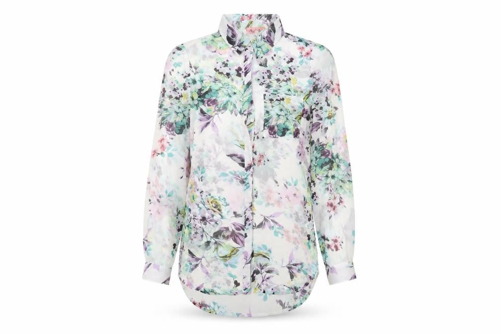 Pink Soda Womens White Floral Polyester Basic Button-Up Size 8 Collared
