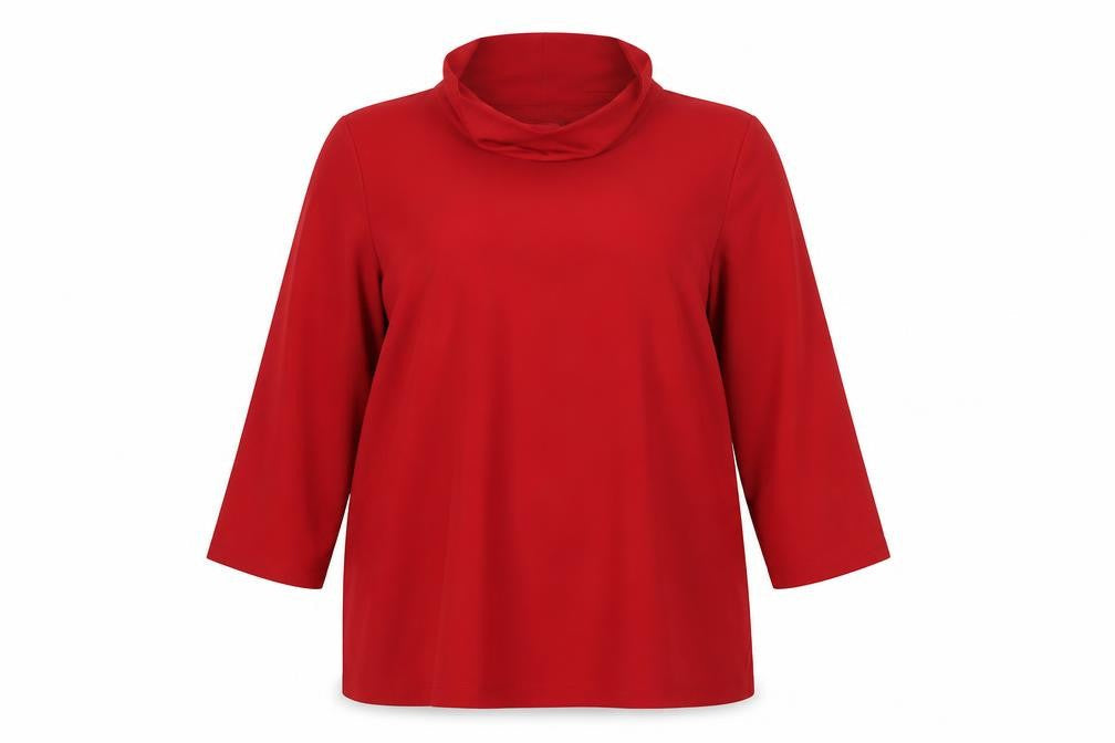 TOD BARRY Womens Red Polyester Basic Blouse Size 16 High Neck