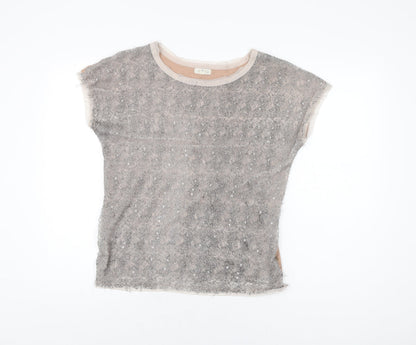Additional front view of Silence + Noise women’s grey polyester basic t-shirt, size XS, round neck